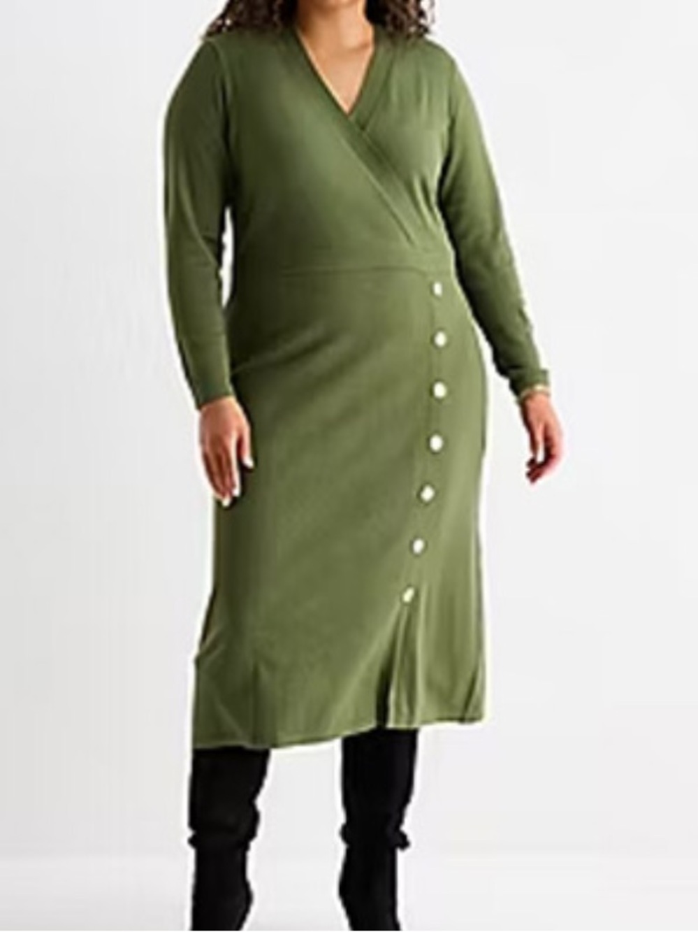 Maia L/S Olive Sweater Dress
